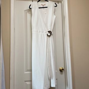 Anthropologie midi wrap dress with wood closure, size XL, new with tags